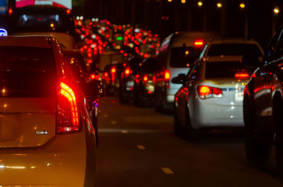 Traffic on road at night