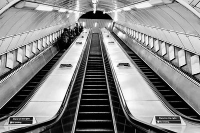 Low angle view of escalator at subway station