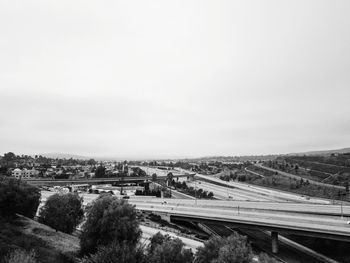 High angle view of highway against sky