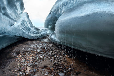 View of glaciers melting against clear sky