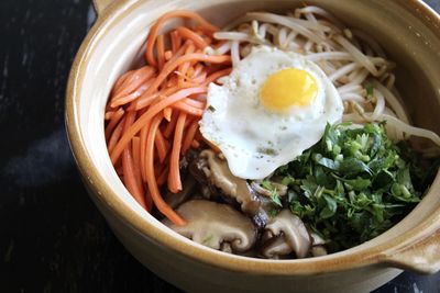 Close-up of noodles in bowl