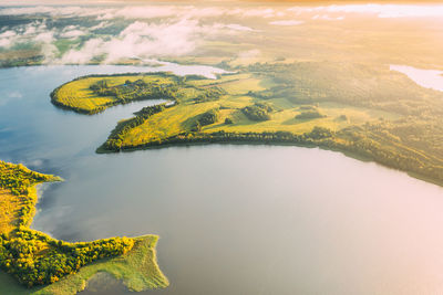 High angle view of sea against sky