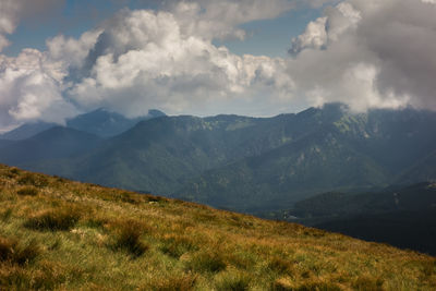 Scenic view of mountains against sky