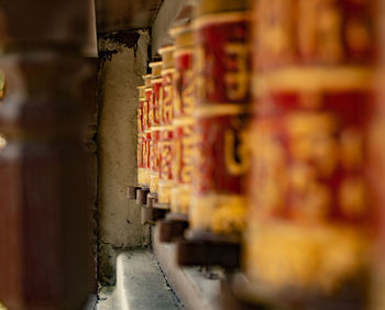 Close-up of temple in building