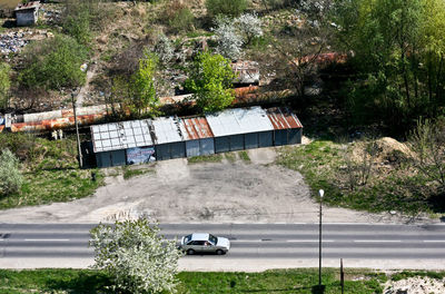 High angle view of cars on road