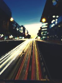 Light trails on street at night