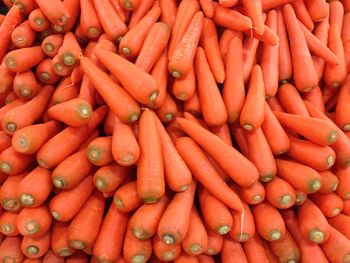 Full frame shot of carrots at market stall