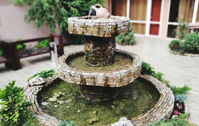 Close-up of fountain in garden