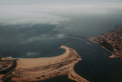 High angle view of beach against sky