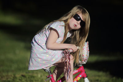 Young girl on bicycle 