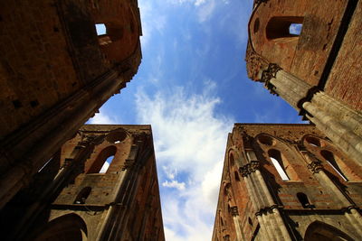 Low angle view of old building against sky