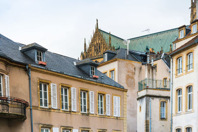 Low angle view of residential buildings against sky