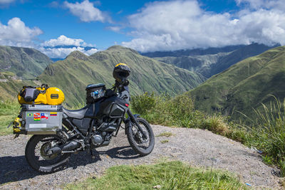 Touring adventure motorbike in the mountains of colombia, popayan