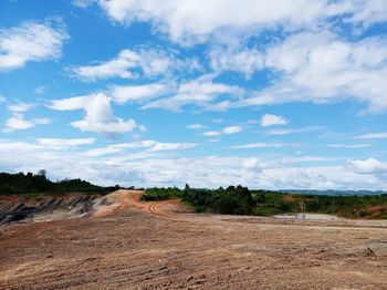 Scenic view of land against sky