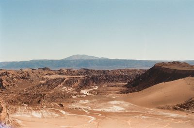 Scenic view of desert against clear sky