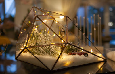 Close-up of illuminated christmas lights