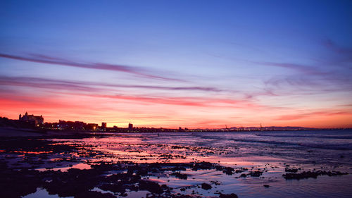 Scenic view of sea against sky during sunset