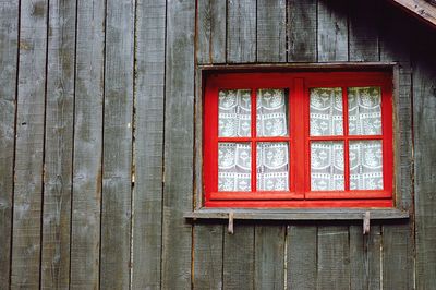 Close-up of red door