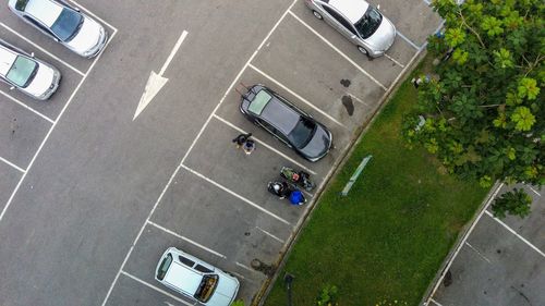 High angle view of cars on road