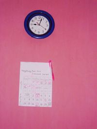 Close-up of clock on wall