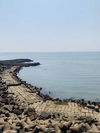 Scenic view of sea against clear sky