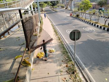 High angle view of road