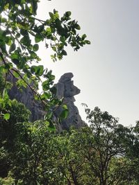 Low angle view of statue against clear sky
