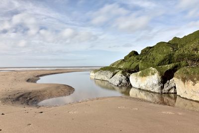 Scenic view of beach against sky