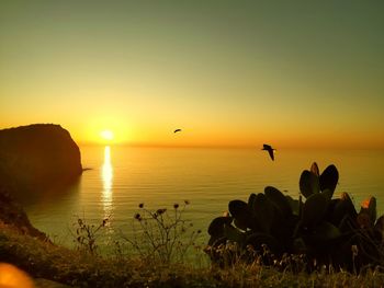 Scenic view of sea against sky during sunset