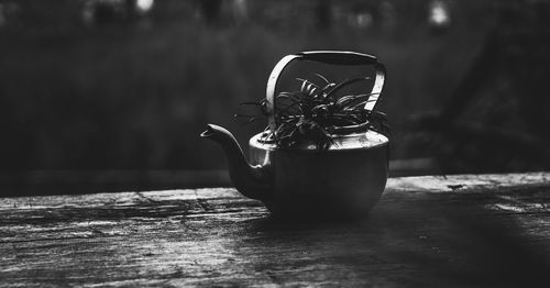 Close-up of coffee cup on table