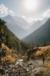 Scenic view of mountains against sky