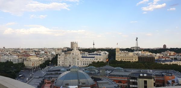 High angle view of buildings in city