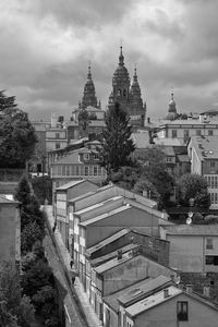 High angle view of buildings in city