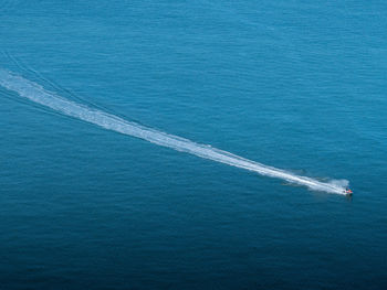 High angle view of water scooter in bluesea 