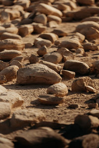 Close-up of pebbles at beach