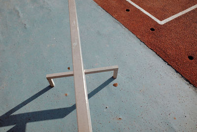 High angle view of metal on floor