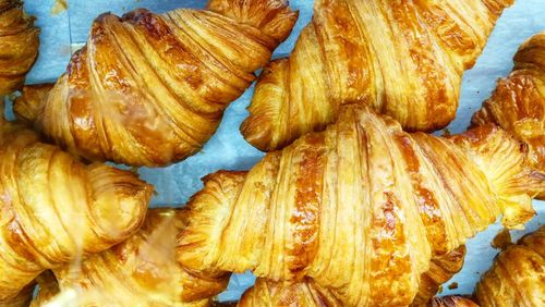 Close-up of croissants on table