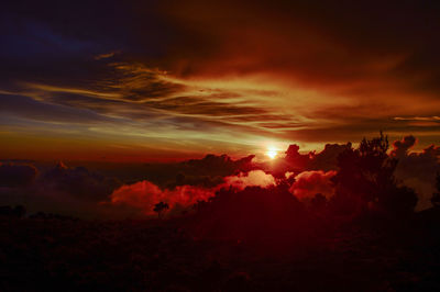 Scenic view of dramatic sky during sunset