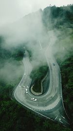 High angle view of road against sky