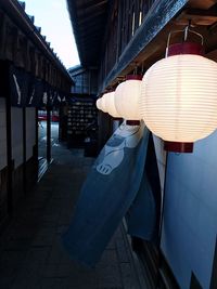 Lanterns hanging in city