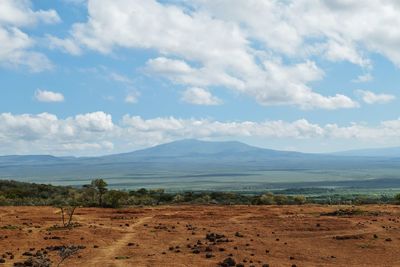 Scenic mountain landscapes against sky, mount longonot seen from suswa conservancy, rift valley