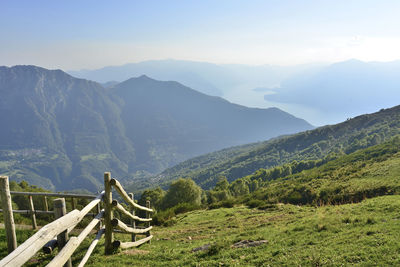 Scenic view of mountains against clear sky