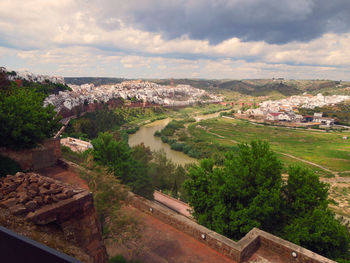 Built structures on countryside landscape