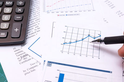 Close-up of documents on table