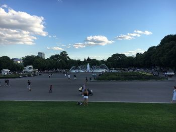 People in park against sky