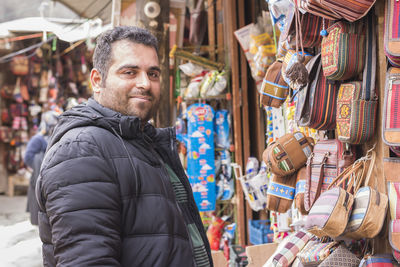 Young man at souvenir shop. gilan province