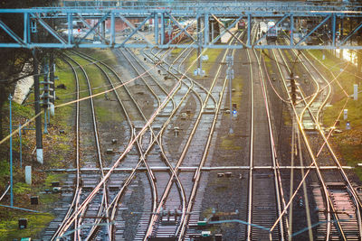 High angle view of railroad junction