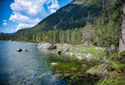 Scenic view of lake against sky