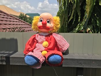 Close-up of toy statue on table