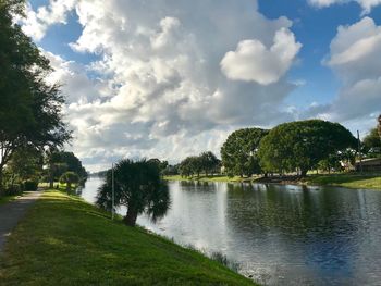 Scenic view of lake against sky